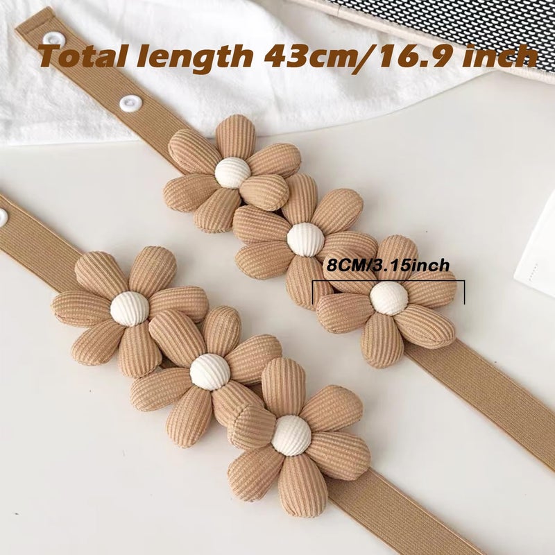 SRG Sunflower Curtain Tiebacks-2 Pack | Curtain Holdbacks with Three Flower | Curtain Tiebacks Boho | Japanese Curtain Ties | Cute Flower Curtain Ties Decorative for Bedroom Window Treatment （Khaki） - Image 5
